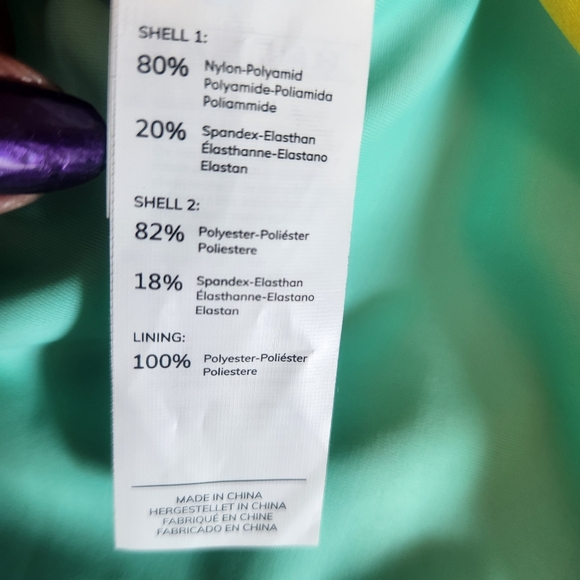 Cupshe pastel bathing suit.  Green, pink, white, and yellow.  Never worn - Picture 3 of 7